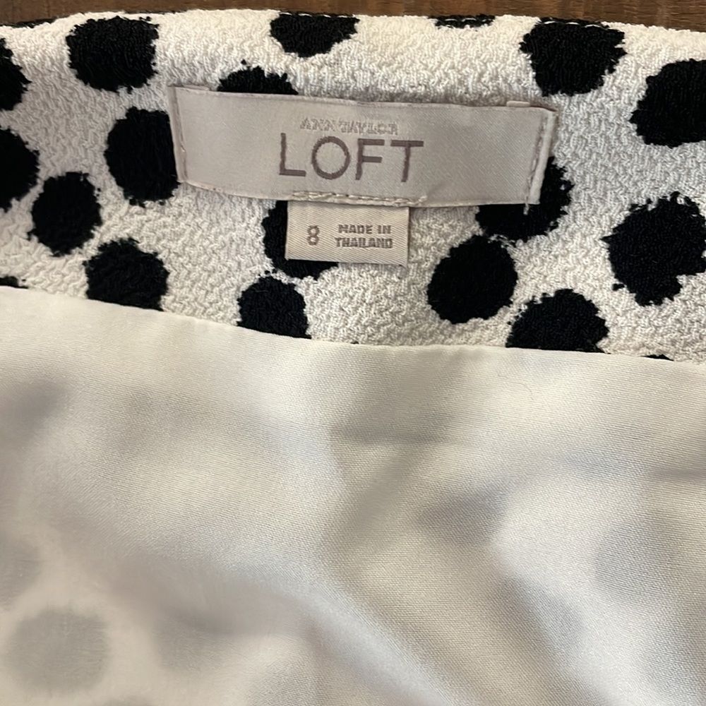 LOFT White and Black Polka Dot A-Line Skirt - Picture 6 of 6